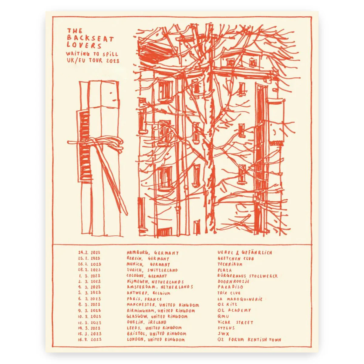The Backseat Lovers UK/EU 2023 Tour Poster