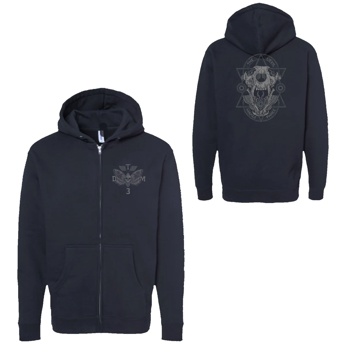 Tiger Skull Black Zip Hoodie
